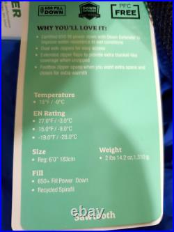 MARMOT Sawtooth 15° Down Sleeping Bag Dark Azure Foliage Regular Dual Zip