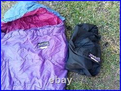 MONT-BELL THE MAIN SQUEEZE Blue/Purple Elastaquilt Systems 6' 4 Sleeping Bag