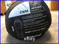 Marmot CWM -40F Degree Sleeping Bag NWT 800+ Down Fill Pertex Regular Left Zip