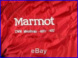 Marmot Down CWM Sleeping Bag -40 Degree Left Zipper Red New