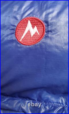 Marmot HELIUM 15 DEGREES Goose DOWN MUMMY Sleeping Bag Tall Men's LONG 78 BLUE