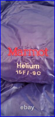 Marmot HELIUM 15 DEGREES Goose DOWN MUMMY Sleeping Bag Tall Men's LONG 78 BLUE