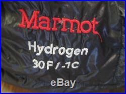 Marmot Hydrogen 30F Goose Down 800 Fill Mummy Sleeping Bag Long Lightweight