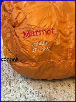 Marmot Lithium 0 Degree 900 Down Fill Sleeping Bag Regular Size