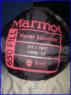 Marmot Never Summer 0°F Long 650 Fill Power Down Sleeping Bag #21920