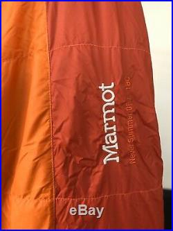 Marmot Never Summer Sleeping Bag New 600 fill Reg-left Zip Tangelo/Auburn