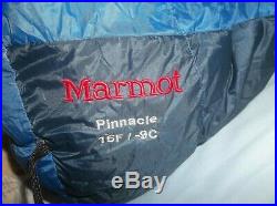 Marmot Pinnacle 15F Micro Fiber 800 fp Goose Down Sleeping Bag Regular Excellent