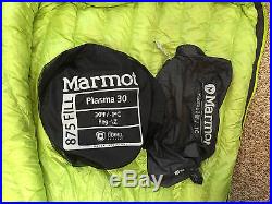 Marmot Plasma 30 Sleeping Bag 875 Down Hiking Backpacking