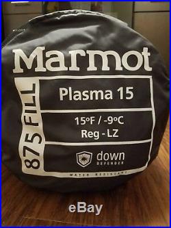Marmot Plasma 875 Fill Goose Down Sleeping Bag 15 Degree Reg $679 MSRP 2017