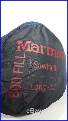 Marmot Sawtooth Long LZ, 15F, -9C, 600 Fill Down Sleeping Bag, Blue