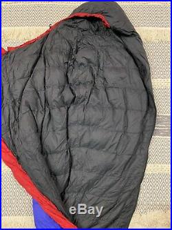 Marmot Sawtooth Short Sleeping Bag 15 Degree Down Filled Left Zip Purple Red