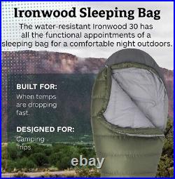 Marmot Sleeping Bag Ironwood 30 Degree Down Lightweight Long Green & Grey NEW