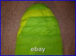 Marmot WM's Angel Fire Green 650 Down 25° RH Zip Mummy Sleeping Bag 30 x 85
