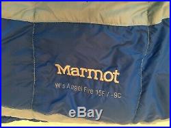 Marmot Women's Angel Fire Down Sleeping Bag Backpacking Mummy 15F Long