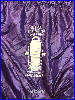 Mont-Bell Ultra Light Super Stretch Down Hugger #7 73'' Left Zipper Purple