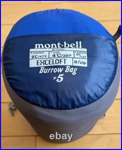 Mont-bell Barrow Bag #5 R Zipper Sleeping Bag Outdoor Camp Used Very Good