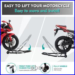 Motorcycle Stand 850LB Sport Bike Front & Rear Wheel Lift Swingarm Paddock Stand