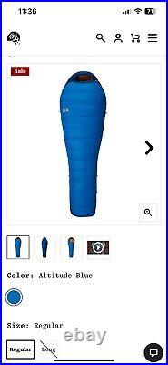 Mountain Hardwear Bishop Pass 15F Sleeping Bag, Regular, Blue, New! 650 Down