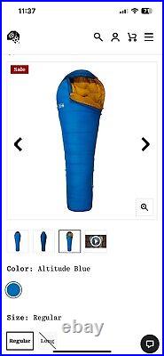 Mountain Hardwear Bishop Pass 15F Sleeping Bag, Regular, Blue, New! 650 Down