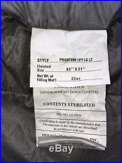 Mountain Hardwear Phantom 15 Sleeping bag, 800 fill goose down, size Long