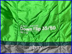 Mountain Hardwear Sleeping Bag QShield DOWN 600 Flip 35/50F (10C) Green/Gray EUC