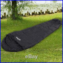 Mummy Waterproof Sleeping Bag 0-10 Degree Camping Hiking With Carrying Bag Black
