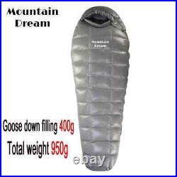 Mummy plaid sleeping bag with warm white goose down filling suitable for adults