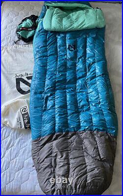 NEMO Womens Rave 15 Regular Sleeping Bag Down Filled Side Sleep Jade/Sea Glass