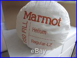 NEW Marmot Helium Down Sleeping Bag Zip 15° Ultralight Camping Hiking Blue 850