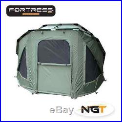 NGT 2 Man 3 Rib Fortress Bivvy Tent For Carp Fishing + 5 Seasons Sleeping Bag
