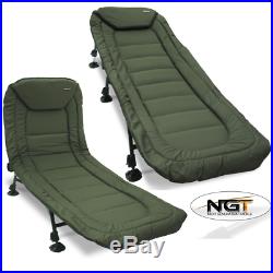 NGT 6 Leg Recliner Bedchair Carp Fishing Bed Chair + Warm 5 Seasons Sleeping Bag