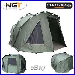 NGT Carp Fishing 2 Man 3 Rib Fortress Bivvy Tent + Saber 4 Seasons Sleeping Bag