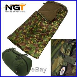 NGT Carp Fishing Bedchair With Camo 5 Season DPM Sleeping Bag Fleece Lining XPR