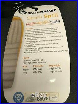 NWT Sea to Summit Spark SpIII LONG Sleeping Bag 18 Degree Ultralight 850 Fill