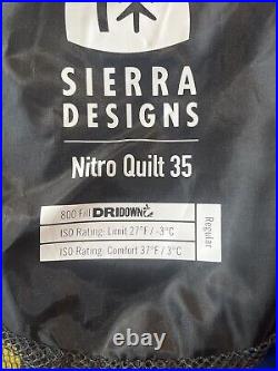 NWT Sierra Designs Nitro Quilt 35 Ultralight Sleeping Bag 800 Fill DriDown Reg