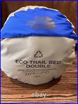 NWT The North Face Eco Trail Double 2 Person 20F / -7C Sleeping Bag LONG LH Blue
