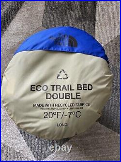 NWT The North Face Eco Trail Double 2 Person 20F / -7C Sleeping Bag LONG RH Blue