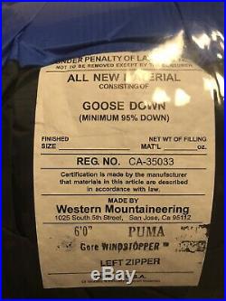NWT Western Mountaineering Puma Gore Windstopper Sleeping Bag 15% off