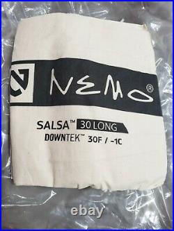 Nemo Salsa 30 Long Down Sleeping Bag 30F 78 Downtek New Charcoal/Key Lime