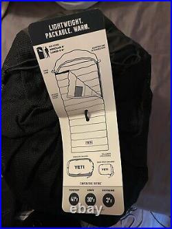 New! $280 Yeti Coolers Large Long 41°F Down Sleeping Bag 650+ Fill Charcoal Navy