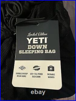New! $280 Yeti Coolers Large Long 41°F Down Sleeping Bag 650+ Fill Charcoal Navy