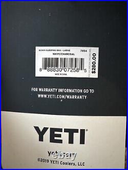 New! $280 Yeti Coolers Large Long 41°F Down Sleeping Bag 650+ Fill Charcoal Navy