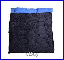 New Huge Sleeping Bag Double Auto 23F/-5C Camping Hiking 86x60 With2 Pillow 2bed