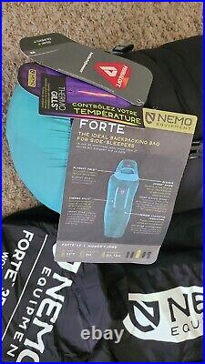 New Nemo Forte 35 Sleeping Bag Women's Long Twilight/Aurora Blue Green