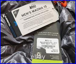 New men's REI Co-op Magma 15 Sleeping Bag / Regular Left Zip Asphalt Grey