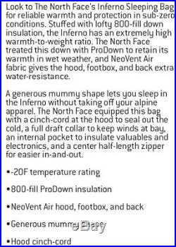 North Face Inferno -20f Down Sleeping Bag Regular