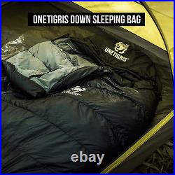 Onetigris down Sleeping Bag, 32°F Cold Weather Mummy Sleeping Bag for Camping Hi