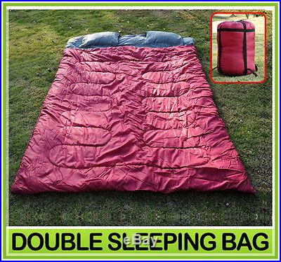 Outdoor 2 Person Double Sleeping Bag 23F/-5C Camping Hiking 86 x 60W/2 Pillows