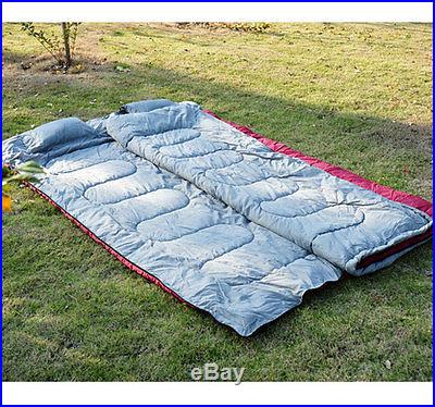 Outdoor 2 Person Double Sleeping Bag 23F/-5C Camping Hiking 86 x 60W/2 Pillows