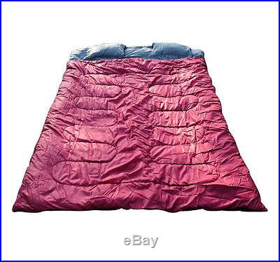 Outdoor 2 Person Double Sleeping Bag 23F/-5C Camping Hiking 86 x 60W/2 Pillows